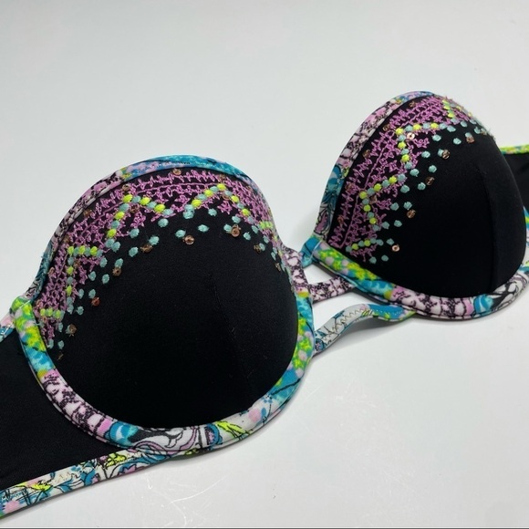 Victoria Secret Black & Neon Strapless Bikini Top - Picture 3 of 12